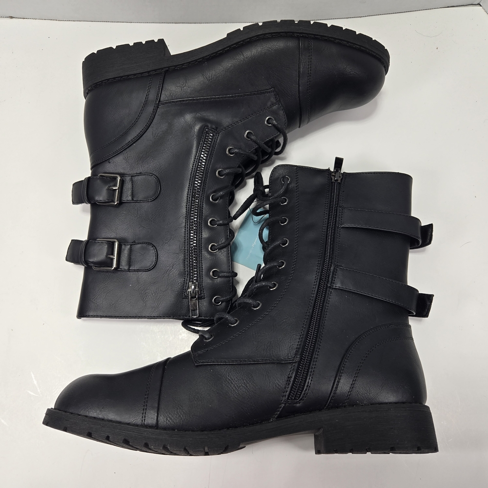Women's Mid-calf Combat Military Boots w/Card Knife Wallet Zipper Pocket Size 11 - Picture 8 of 13